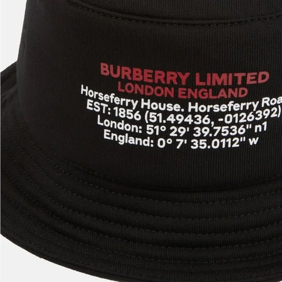 BURBERRY LOGO COTTON JERSEY BUCKET HAT / BLACK/ MEDIUM Hats